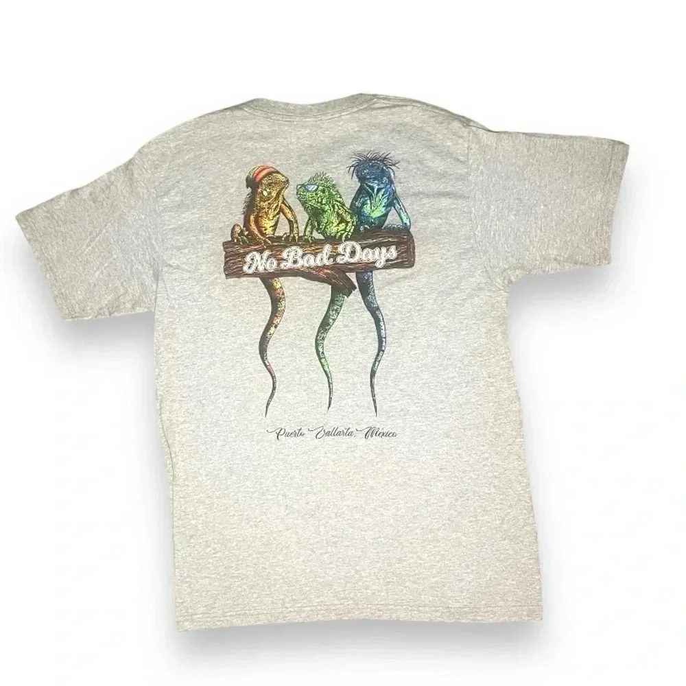 Puerto Vallarta, Mexico “No Bad Days” Colorful Geckos T-Shirt, Size M - Picture 7 of 7